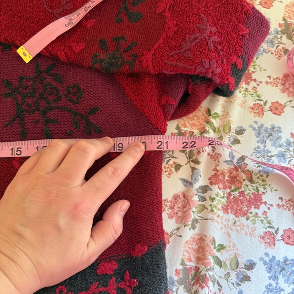 Vintage 90s Womens Floral Patchwork Sweater XL Boho Indie Embroidered Grandma - Picture 8 of 13